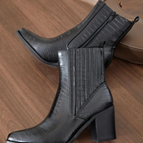 BOTTINES COWBOY NOIRES – EFFET CROC À TALON - Casualmode.fr