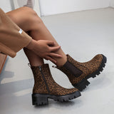 BOTTINES IMPRIMÉ LÉOPARD TALON CRANTÉ