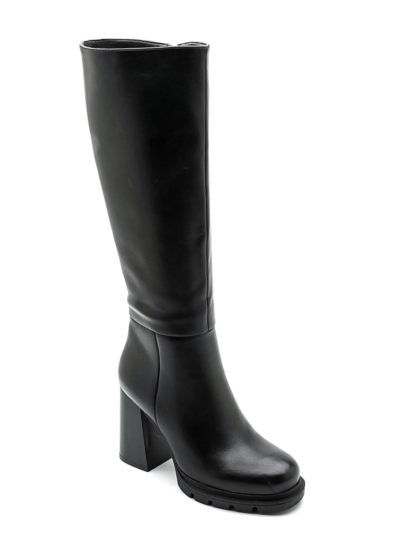 BOTTES NOIRES HAUTES À TALON ÉPAIS - Casualmode.fr