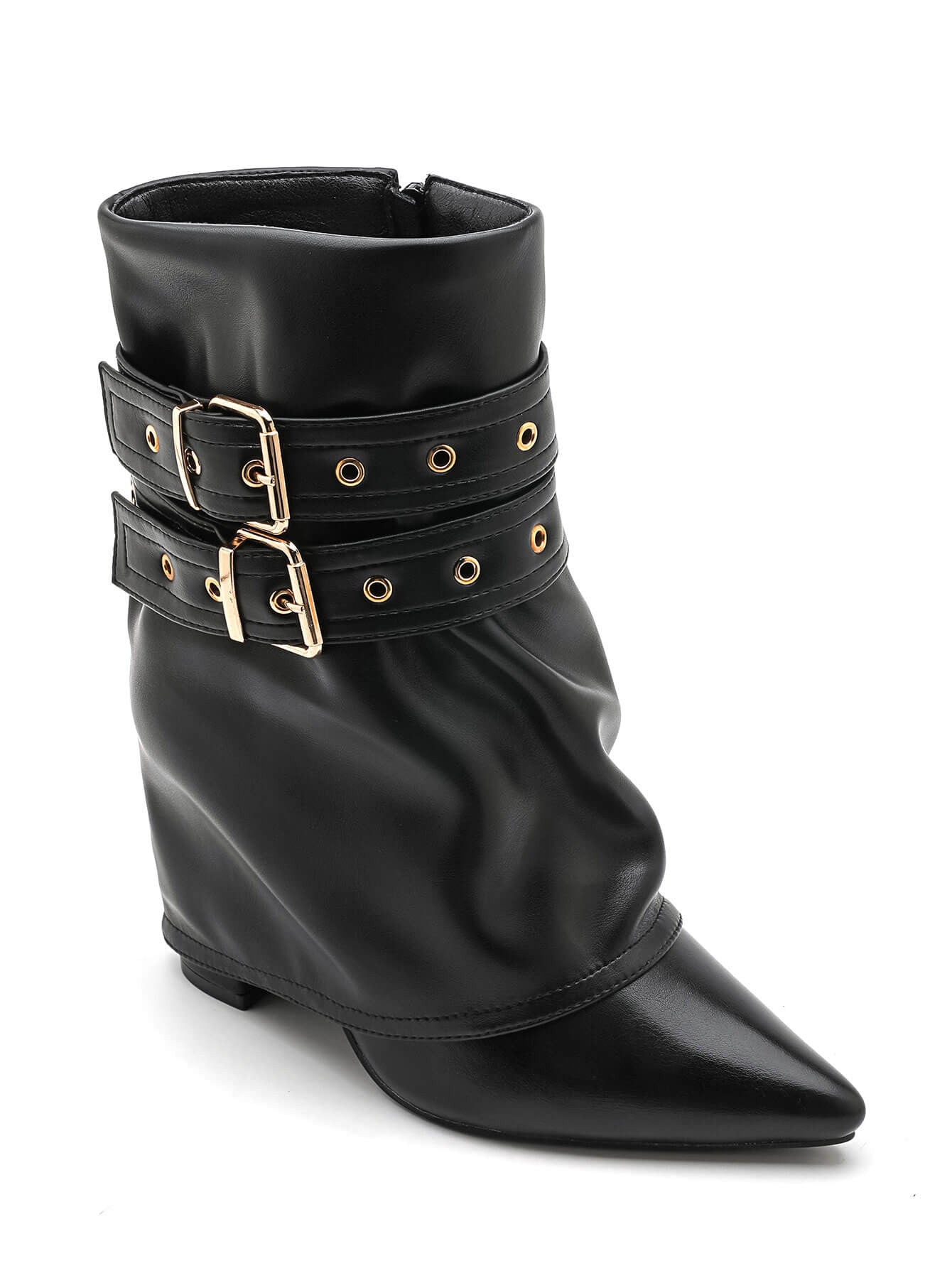BOTTINES NOIRES À SANGLES ET BOUCLES MÉTALLIQUES - Casualmode.fr
