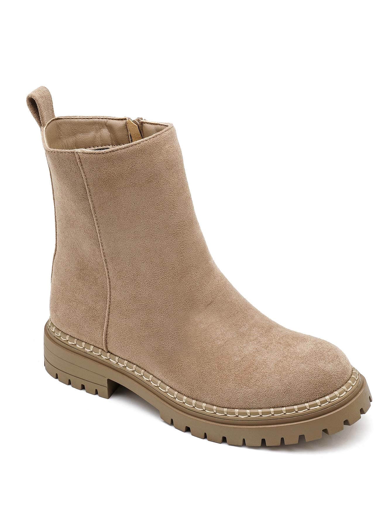BOTTINES CHELSEA TAUPE EN SUÉDINE AVEC SEMELLE ÉPAISSE - Casualmode.fr