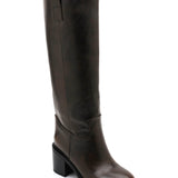 BOTTES FEMME MARRON HAUTES – TALON BLOC 7 CM AVEC FERMETURE ZIP