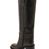 BOTTES FEMME MARRON HAUTES – TALON BLOC 7 CM AVEC FERMETURE ZIP
