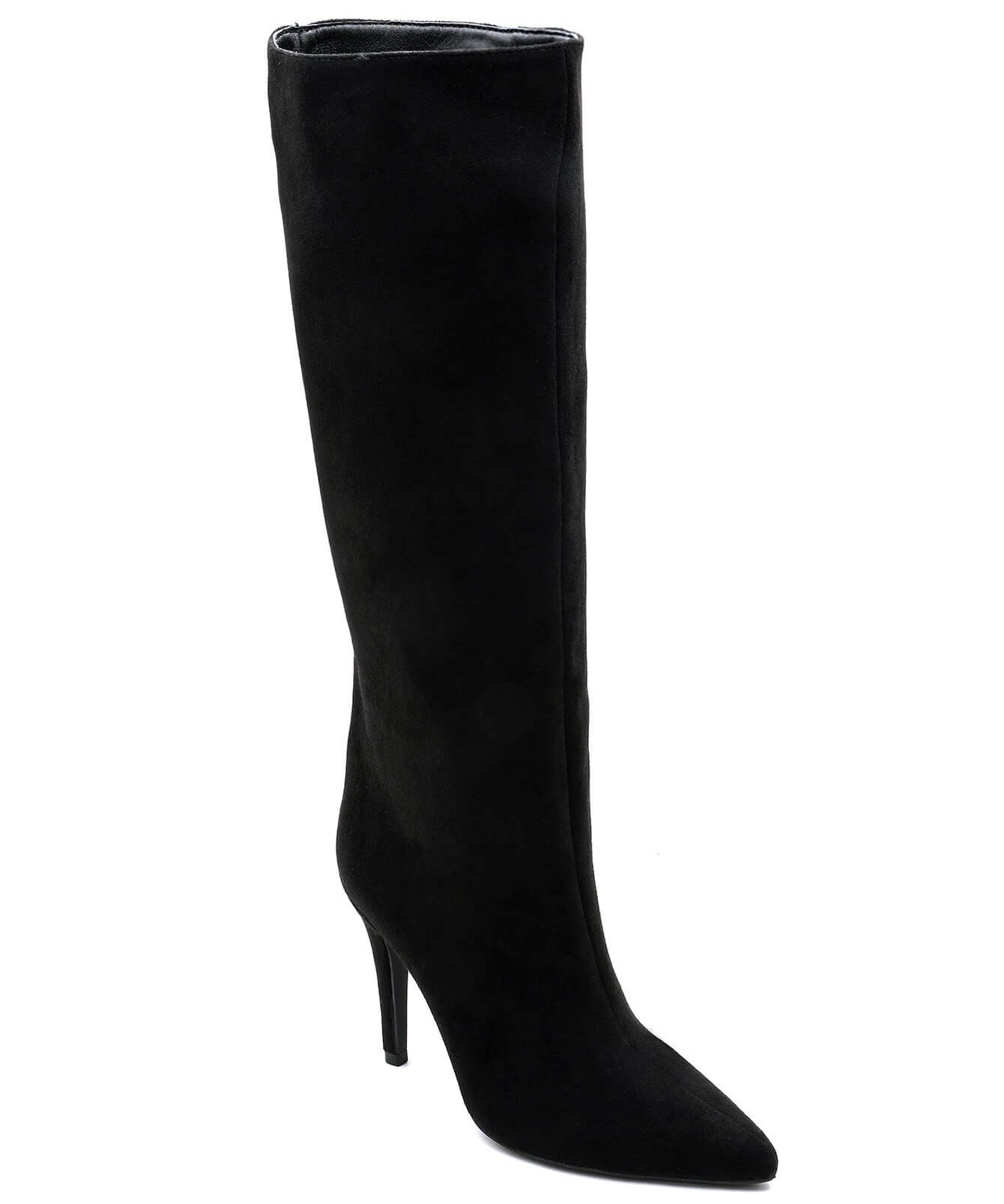 BOTTES NOIRES EN SUÉDINE – TALON AIGUILLE ÉLÉGANT - Casualmode.fr