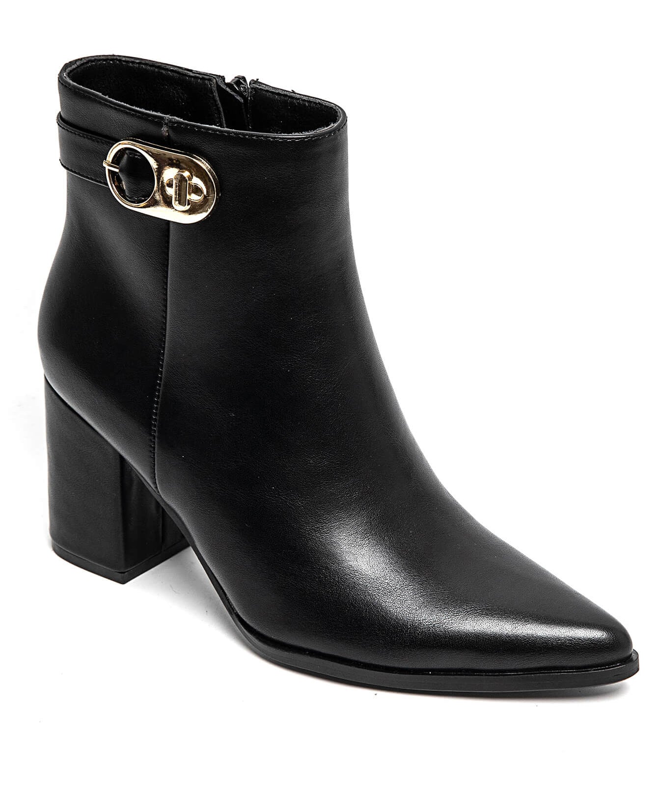 BOTTINES NOIRES – TALON HAUT ET BOUCLE DORÉE - Casualmode.fr