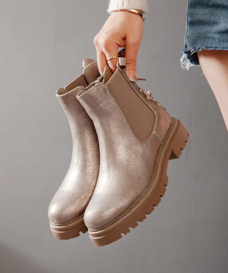 CHELSEA BOOTS BRONZE À SEMELLE CRANTÉE - Casualmode.fr