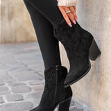 BOTTINES COWBOY NOIRES – TALON HAUT CHIC - Casualmode.fr