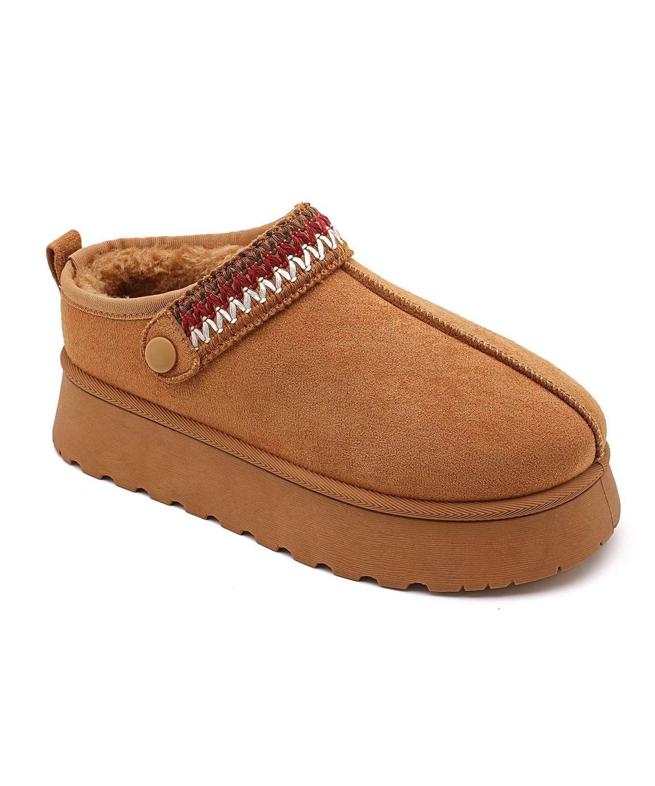 MULES FOURRÉES CAMEL À SEMELLE ÉPAISSE - Casualmode.fr