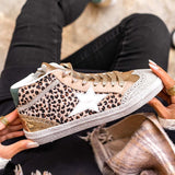 Basket femme léopard montante étoile à lacets - Lolie - Casualmode.fr