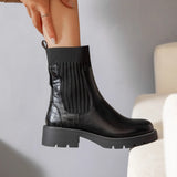 BOTTINES NOIRES FEMME STYLE CHELSEA AVEC TIGE ÉLASTIQUE - Casualmode.fr