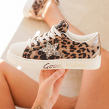 Basket femme étoile léopard à lacets - Jacinthe - Casualmode.fr