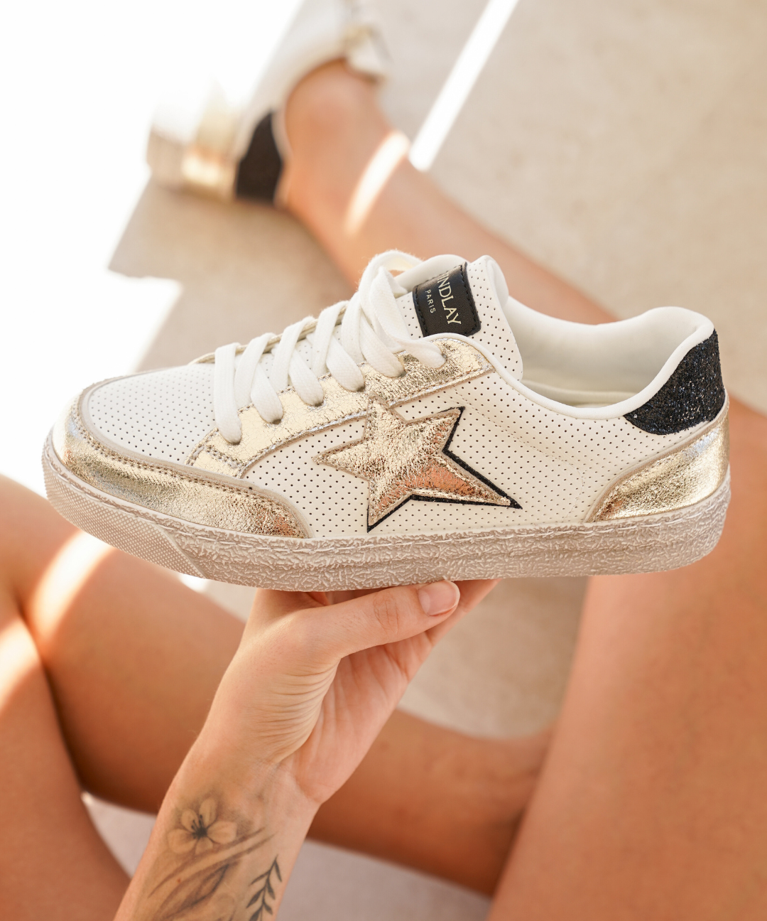 Basket femme étoile blanche à lacets - Jolene - Casualmode.fr