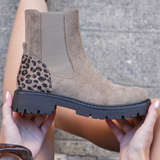 BOTTINES TAUPE AVEC DÉTAIL LÉOPARD – STYLE TENDANCE - Casualmode.fr