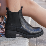 BOTTINES NOIRES EFFET PEAU DE SERPENT