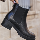 BOTTINES NOIRES EFFET PEAU DE SERPENT