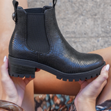 BOTTINES NOIRES EFFET PEAU DE SERPENT