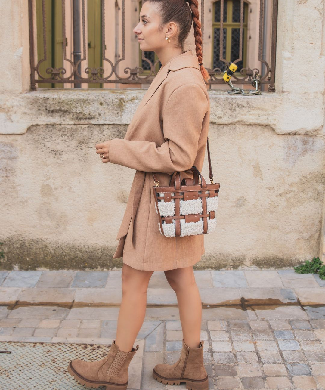 BOTTINES CAMEL AVEC ÉLASTIQUE IMPRIMÉ - Casualmode.fr