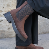 BOTTINES MARRON – MOTIF ANIMALIER ÉLÉGANT - Casualmode.fr