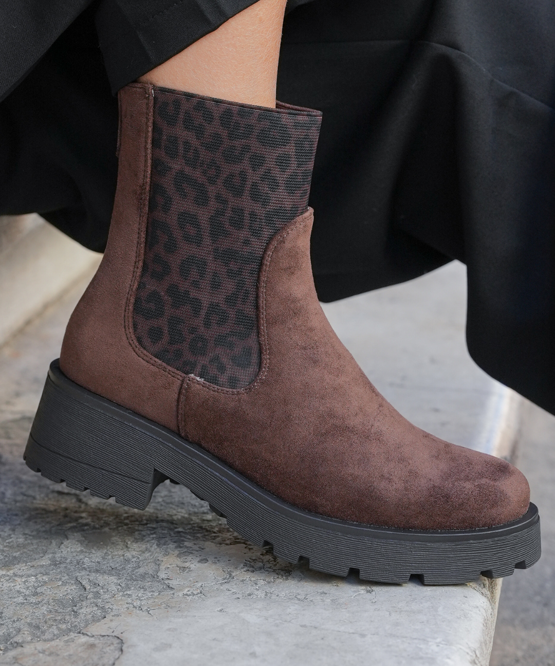 BOTTINES MARRON – MOTIF ANIMALIER ÉLÉGANT - Casualmode.fr