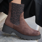 BOTTINES MARRON – MOTIF ANIMALIER ÉLÉGANT - Casualmode.fr