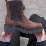BOTTINES MARRON – MOTIF ANIMALIER ÉLÉGANT - Casualmode.fr