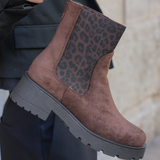 BOTTINES MARRON – MOTIF ANIMALIER ÉLÉGANT - Casualmode.fr