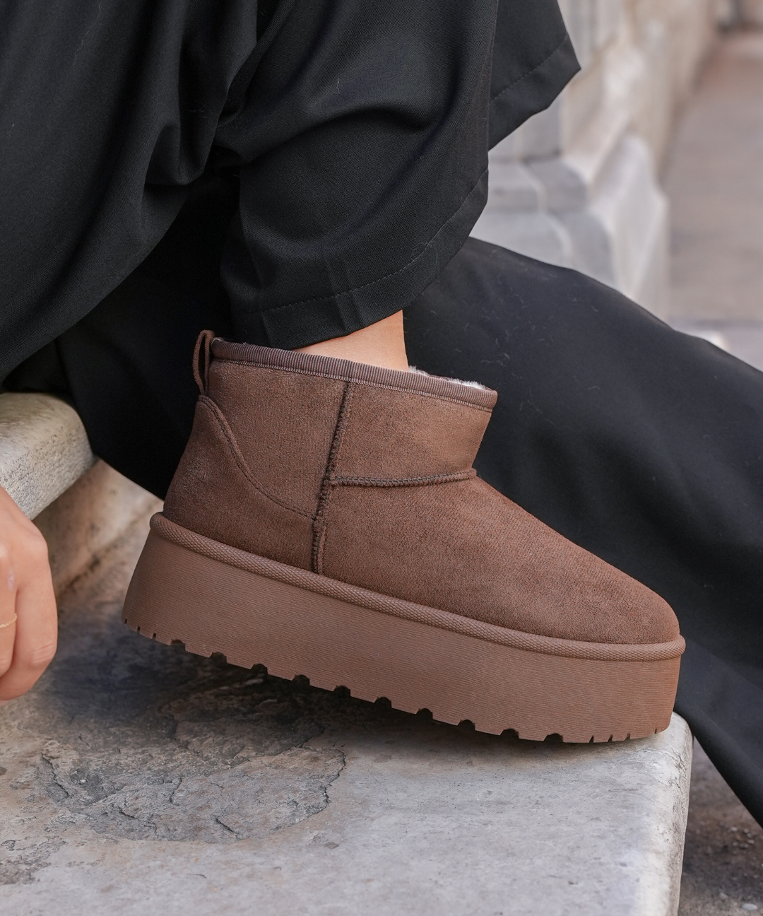 BOTTINES FOURRÉES PLATEFORME BROWN - Casualmode.fr