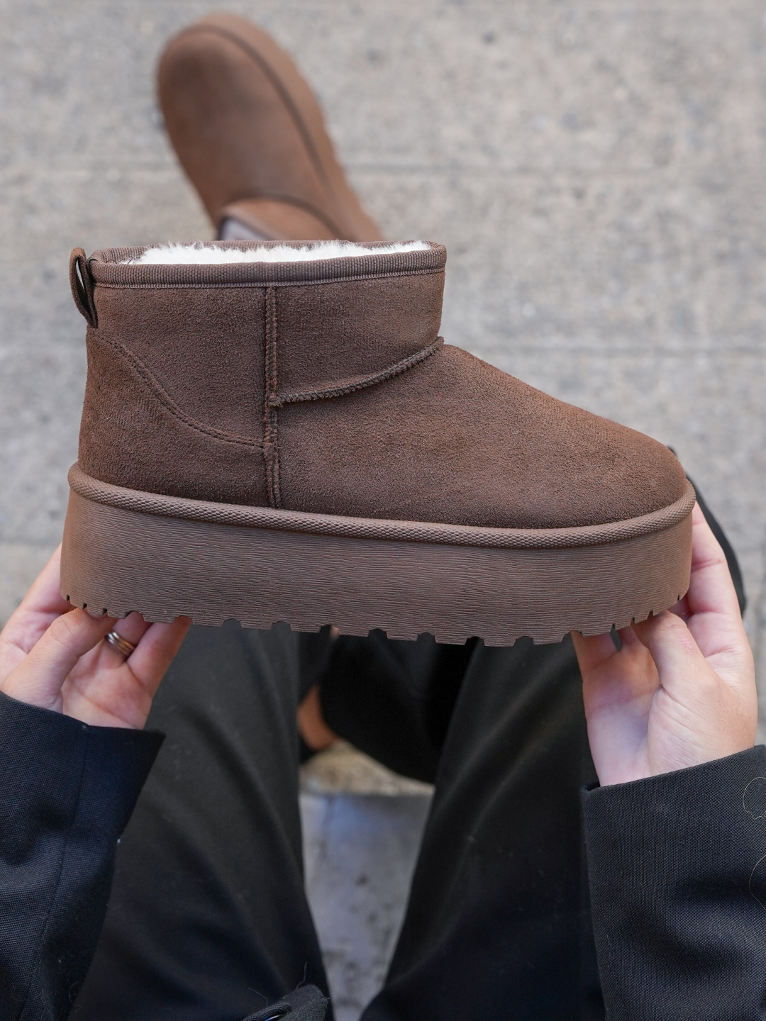 BOTTINES FOURRÉES PLATEFORME BROWN - Casualmode.fr