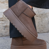 BOTTINES FOURRÉES PLATEFORME BROWN - Casualmode.fr