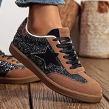 BASKET FEMME NOIRES PAILLETTES ÉTOILE NOIRE À LACETS