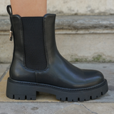 BOTTINES NOIRES CHELSEA – DÉTAIL ARRIÈRE LÉOPARD - Casualmode.fr