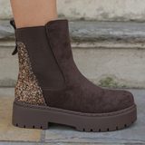 BOTTINES MARRON CHELSEA – ARRIÈRE PAILLETTES - Casualmode.fr