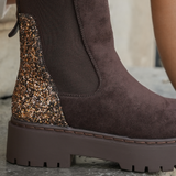 BOTTINES MARRON CHELSEA – ARRIÈRE PAILLETTES - Casualmode.fr