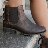 BOTTINES CHELSEA FEMME BRONZE AVEC DÉTAIL PAILLETÉ