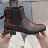BOTTINES CHELSEA FEMME BRONZE AVEC DÉTAIL PAILLETÉ