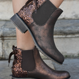 BOTTINES CHELSEA FEMME BRONZE AVEC DÉTAIL PAILLETÉ