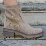 BOTTINES BEIGE ÉTOILE STRASS – TALON 5 CM
