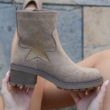 BOTTINES BEIGE ÉTOILE STRASS – TALON 5 CM