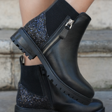 BOTTINES NOIRES CHELSEA À GLITTER