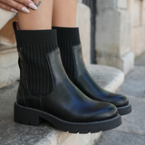 BOTTINES NOIRES FEMME STYLE CHELSEA AVEC TIGE ÉLASTIQUE