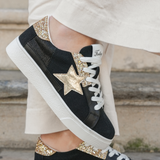 BASKETS FEMME NOIRES ÉTOILE DORÉE ET PAILLETTES