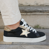 BASKETS FEMME NOIRES ÉTOILE DORÉE ET PAILLETTES