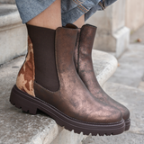BOTTINES CHELSEA MARRON – DÉTAIL LÉOPARD - Casualmode.fr