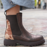 BOTTINES CHELSEA MARRON – DÉTAIL LÉOPARD - Casualmode.fr