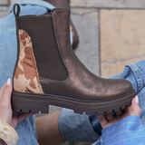 BOTTINES CHELSEA MARRON – DÉTAIL LÉOPARD - Casualmode.fr