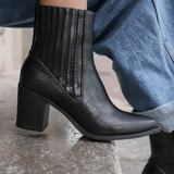 BOTTINES COWBOY NOIRES – EFFET CROC À TALON - Casualmode.fr