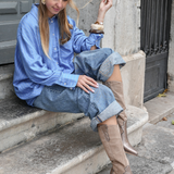 BOTTES COWBOY BEIGE & BRONZE À TALON - Casualmode.fr
