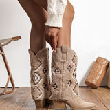 BOTTES WESTERN TAUPE – MOTIFS ETHNIQUES