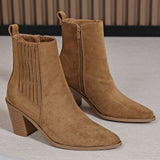 BOTTINES CAMEL À TALON CARRÉ