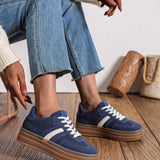 BASKETS PLATEFORME BLEU MARINE À SEMELLE EPAISSE